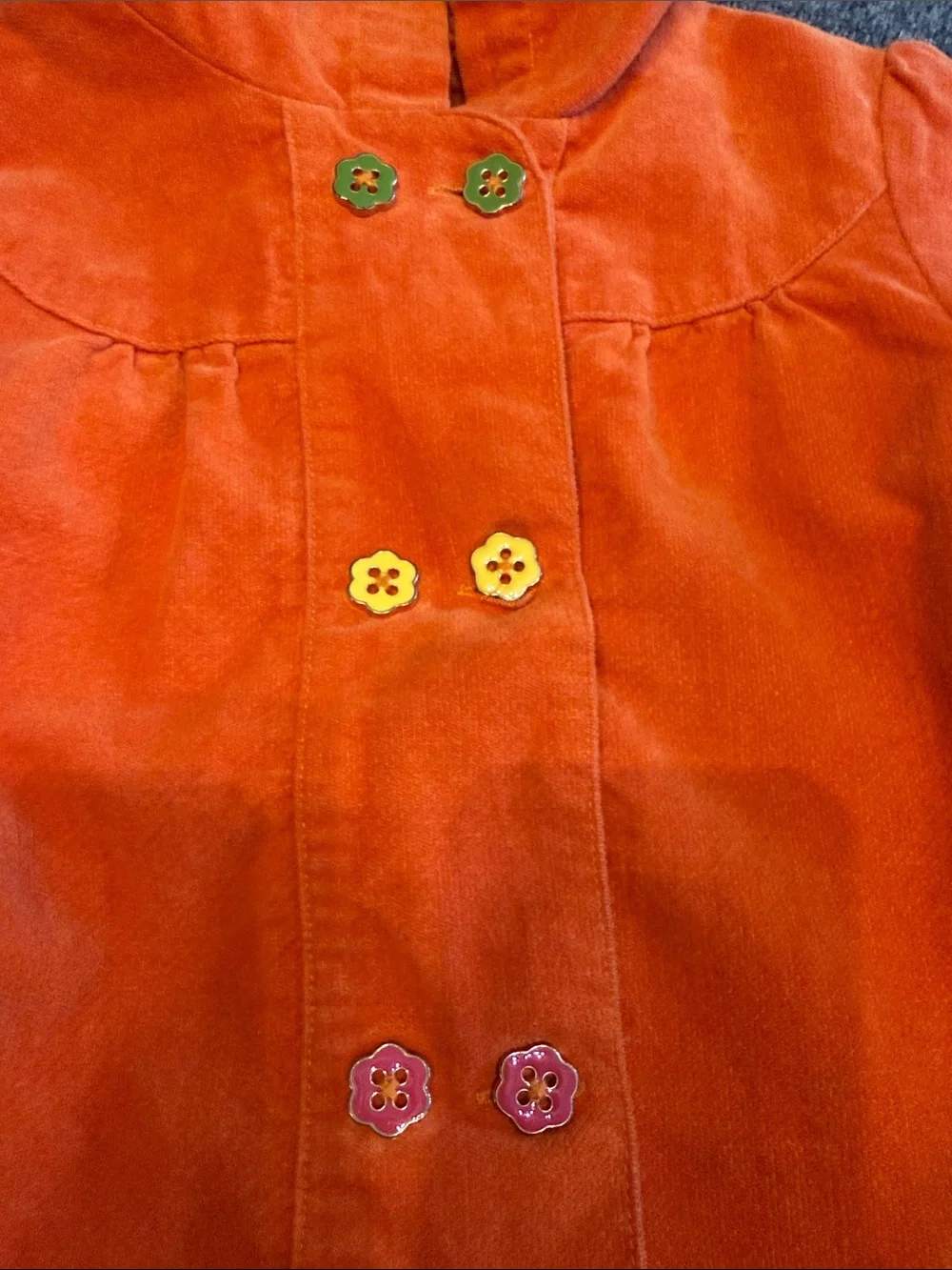 Gymboree Girls' Hooded Corduroy Velour - Bright Orange button up - SO CUTE !!!